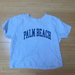 Palm Beach Brandy Melville Grey and Navy Cropped Tee